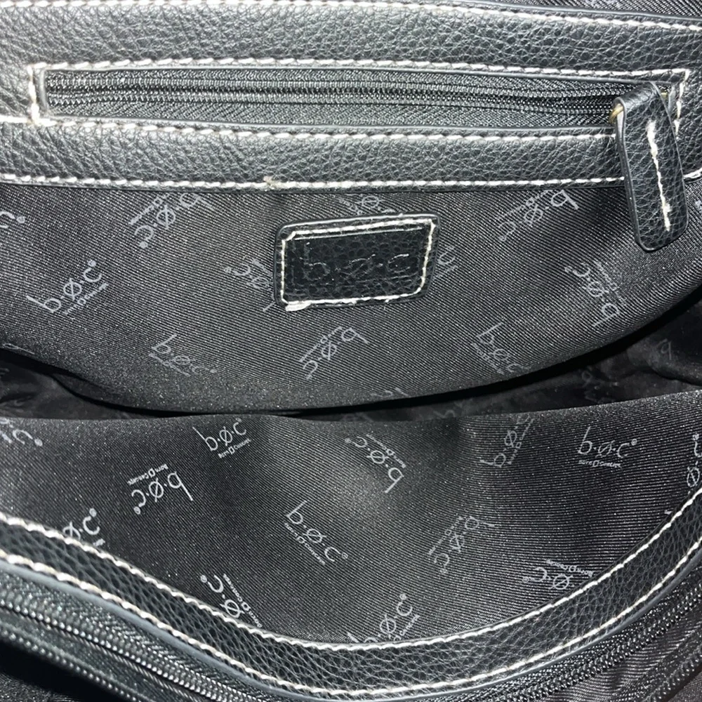 BOC vegan leather multiple pockets Black Gray shoulder tote Bag - Picture 6 of 17